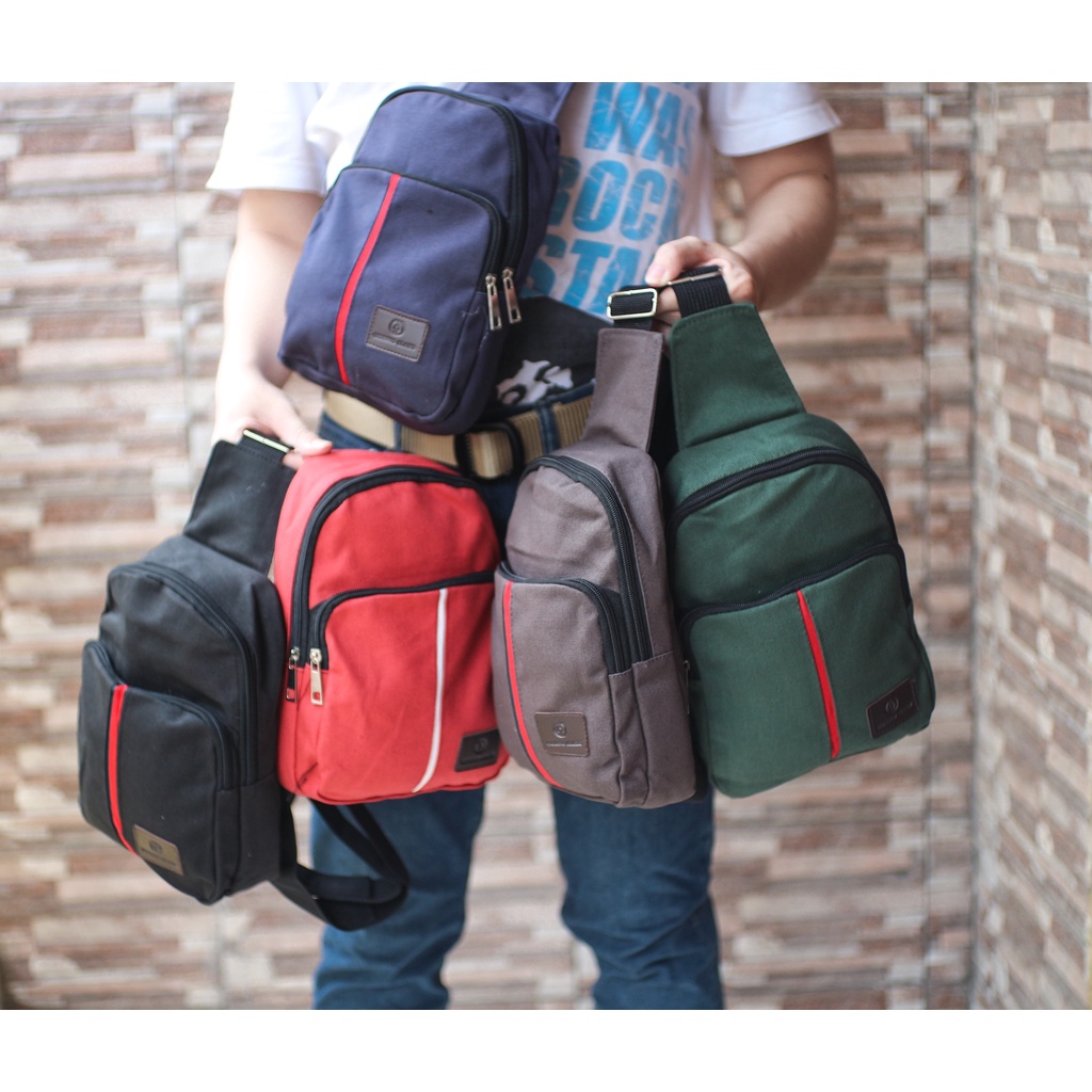 Tas Selempang Bahan Katun / Tas Pria dan Wanita Selempang / Sling Bag - SBB-GA