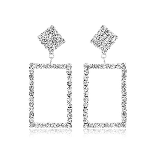 LRC Anting Tusuk Fashion Color Square Shape Decorated Earrings