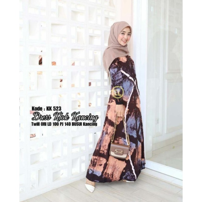 motif terbaru gamis twill ori batik elzhaf KK 523