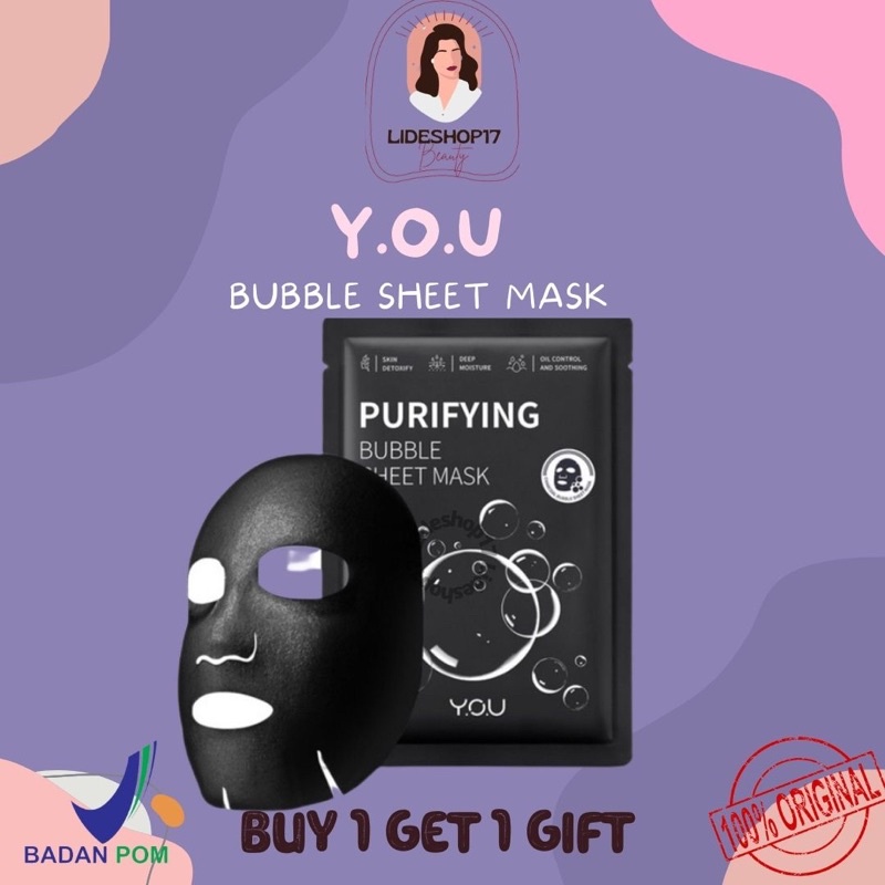 [READY] BUBBLE SHEET MASK BY Y.O.U PURIFYING YOU Bubble Detox Purifying Bubble Sheet Mask Y.O.U Bubble Sheet Mask MASKER BUBBLE MASKER WHITENING YOU Bubble Detox Purifying Bubble Sheet Mask Kawaii