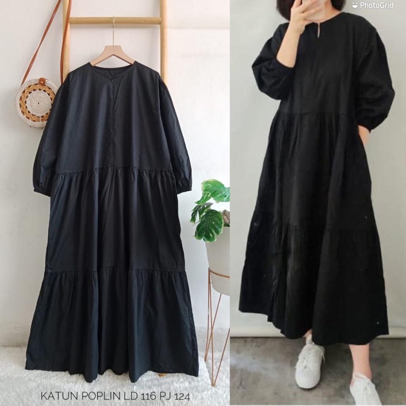 MIDI DRESS POLOS HITAM PUTIH