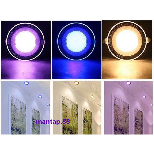 Lampu downlight 6watt 3 warna /kuning biru ungu/ lampu led 3 warna/ panel led/ lampu plafon