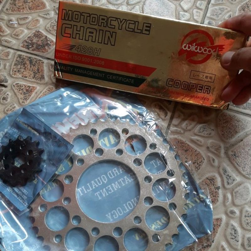 GEAR SET HSBT GOLD VIXION R15 BYSON 428 UKURAN 46-47-48-49-50 EXTREME NOT SSS TK