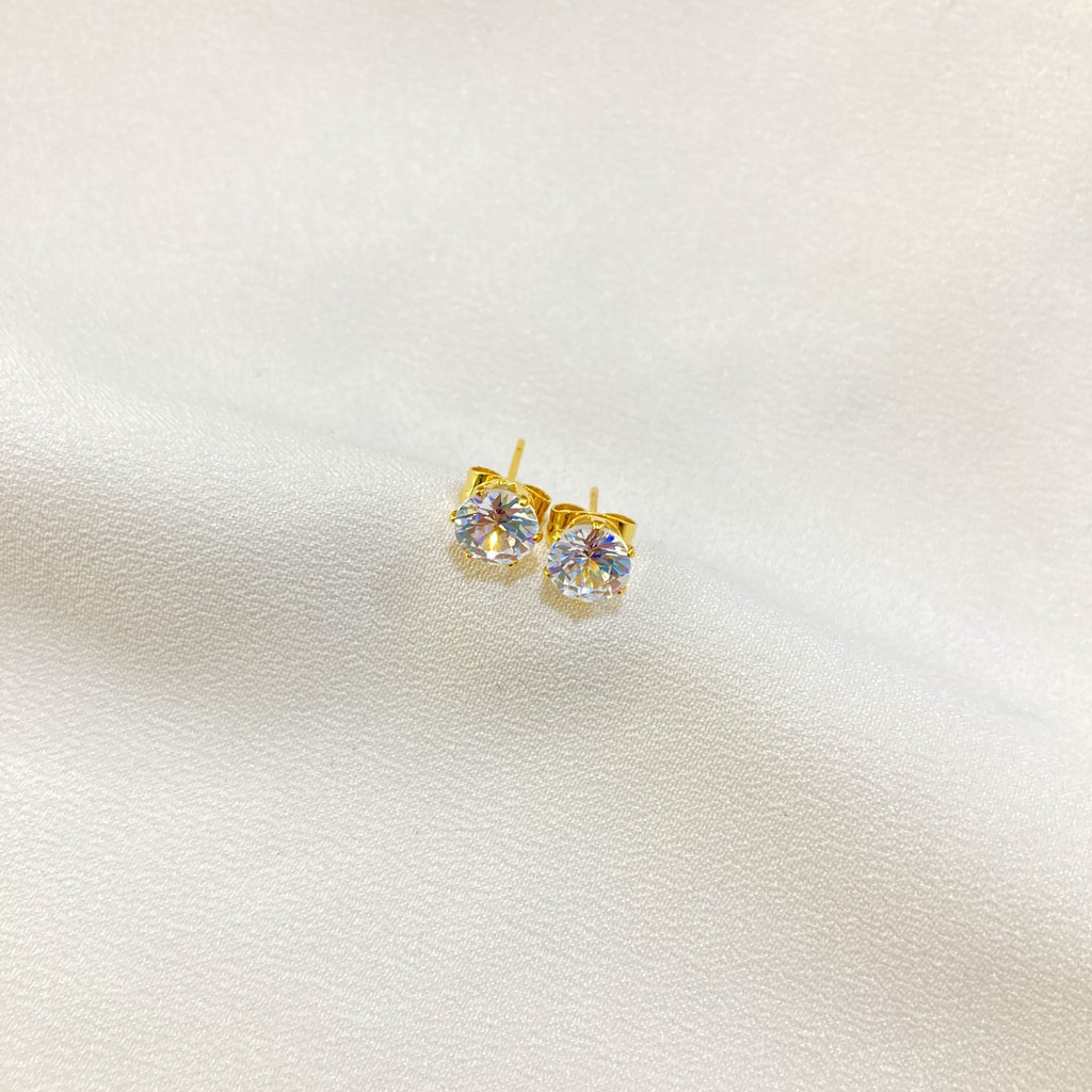 Anting Tusuk Wanita Mata Satu Titanium Anti Karat Korean Style Simple