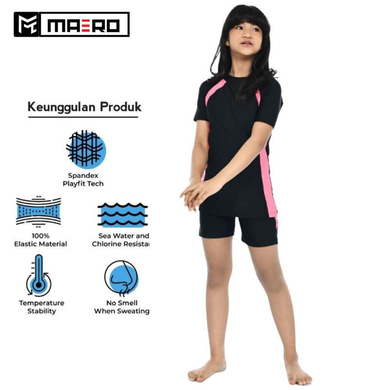 baju renang setelan pendek anak  tanggung dan remaja two pieces