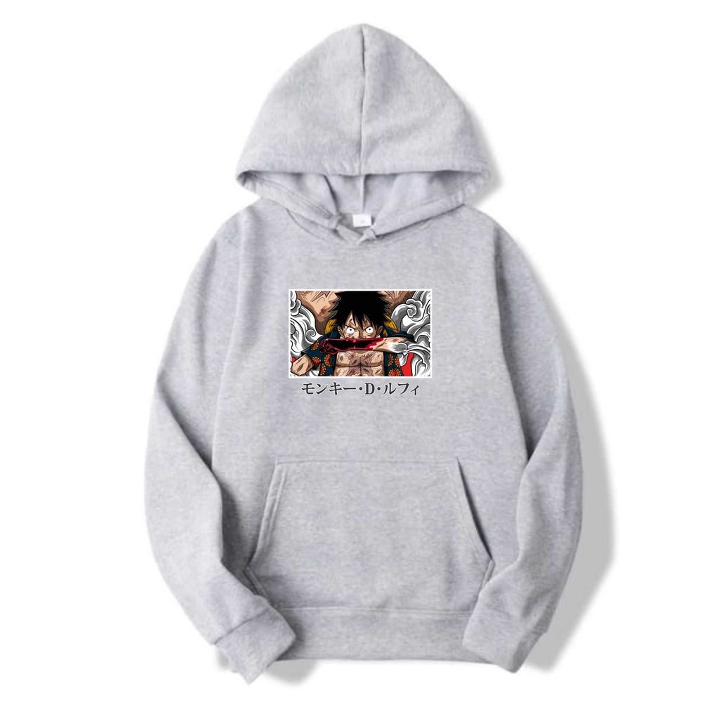 Luffy Garang Sweater Hoodie II Luffy Garang Jumper Hoodie II Sweter Oblong Topi Sz M - XL ( Pria &amp; Wanita / Anak &amp; Dewasa )