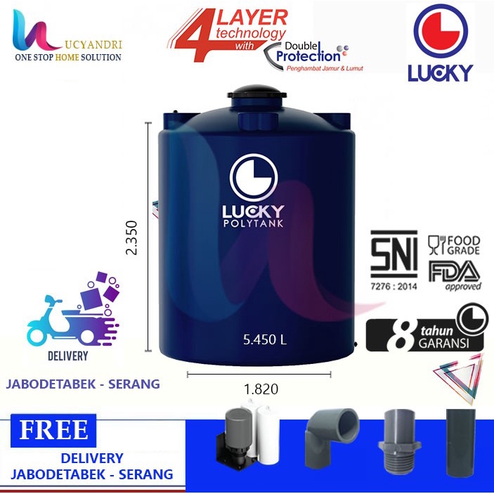 Tangki Air Plastik  LS 5000 Polytank Lucky Standard/ Toren Air / Tandon Air