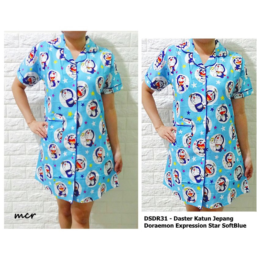 DSDR31 - Daster Katun Jepang Doraemon Expression Star SoftBlue