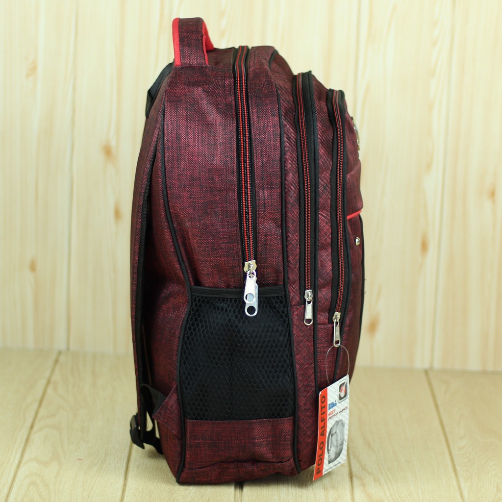 Back Pack Pria Alfito Bordir Merah Tas Ransel Laptop Cowok Real Pict