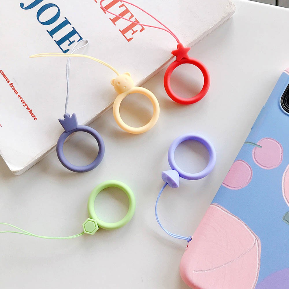 【COD Tangding】1pcs Cute Lanyard Silicone Wrist Straps Cute Cartoon Silicone Phone Lanyard Rope Wrist Strap Accessories