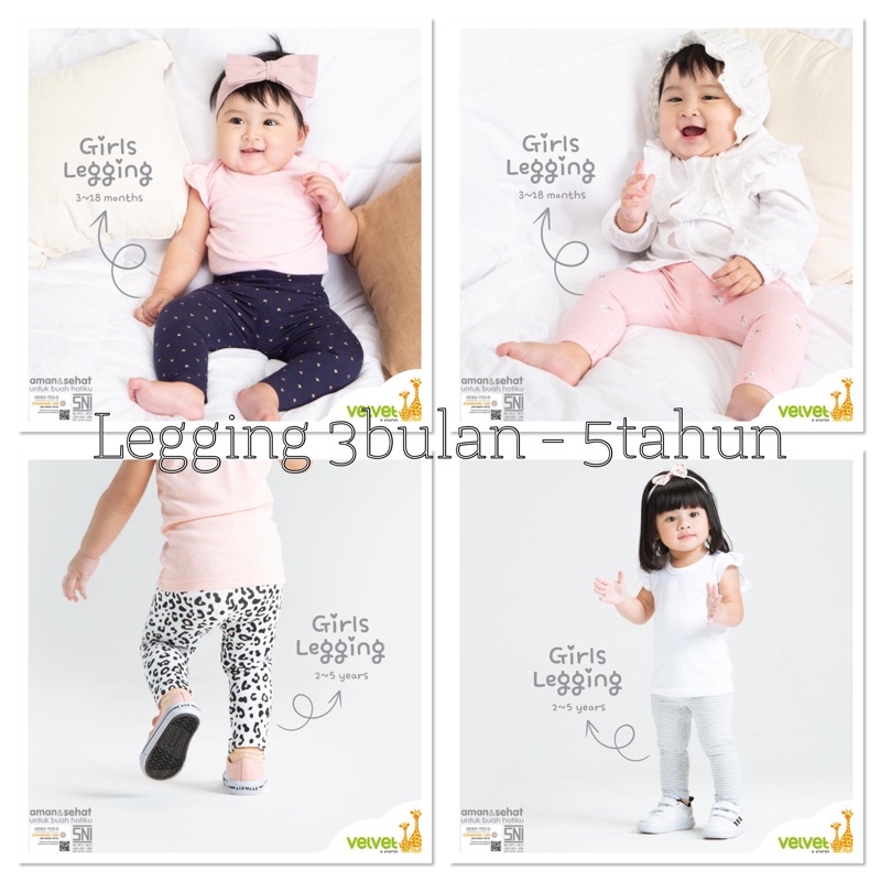 Beli 3 Dis 20% PROMO 1-31juli Velvet Junior Legging Print legging anak perempuan Size 3bulan -5tahun