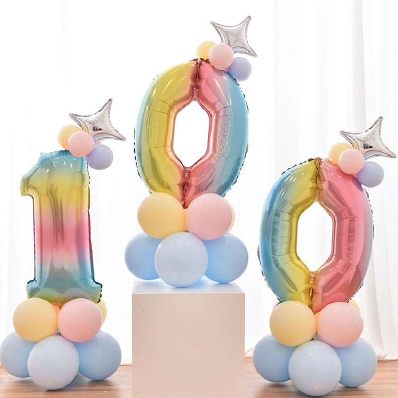 [MINI SET] Kids BIRTHDAY Paket ANGKA JUMBO RAINBOW Dekorasi Ulangtahun Anak