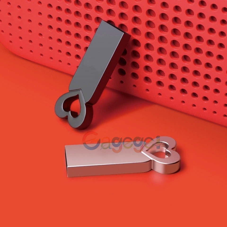 Flashdisk Usb 2.0 1gb 2gb 4gb 8gb 16gb 32gb 64gb 128gb Bentuk Hati Bahan Logam