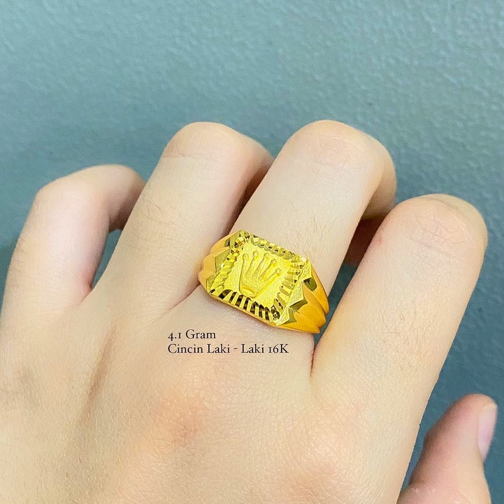 Cincin pria anak dan dewasa emas asli kadar 700 70 16k cowok lebar petak versacie rolex jam arloji besar 3 4 gram gr g nomor 16 17 18 19 20