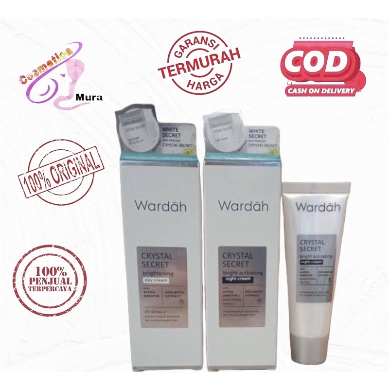 [ 15 ml siang malam ] WARDAH crystal secret day cream 15ml / CREAM WHITE SECRET DAY WARDAH || wardah crystal secret day gel 15 ml || wardah crystal secret night cream tube 15 gr