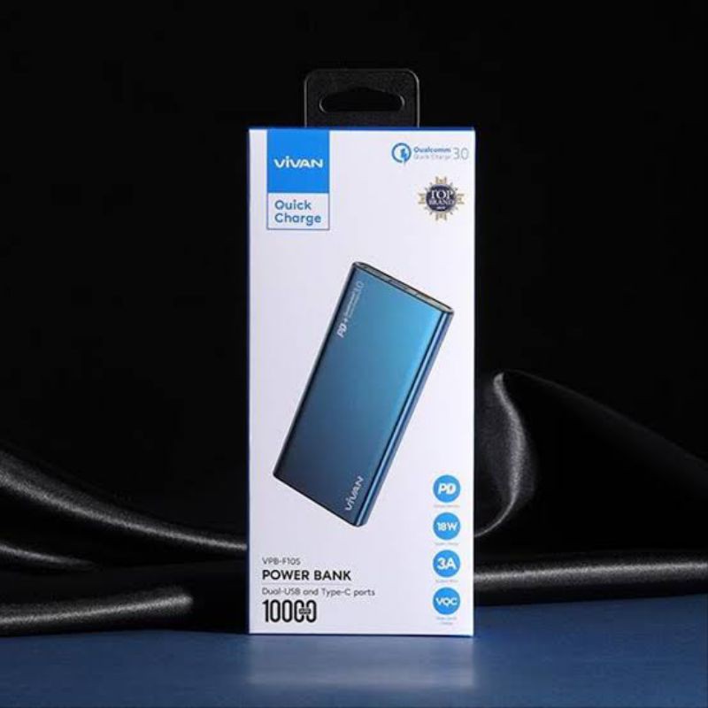 Power Bank Vivan F10S 10.000 mAh 18W  3 Amper Quick Charge 3 Output