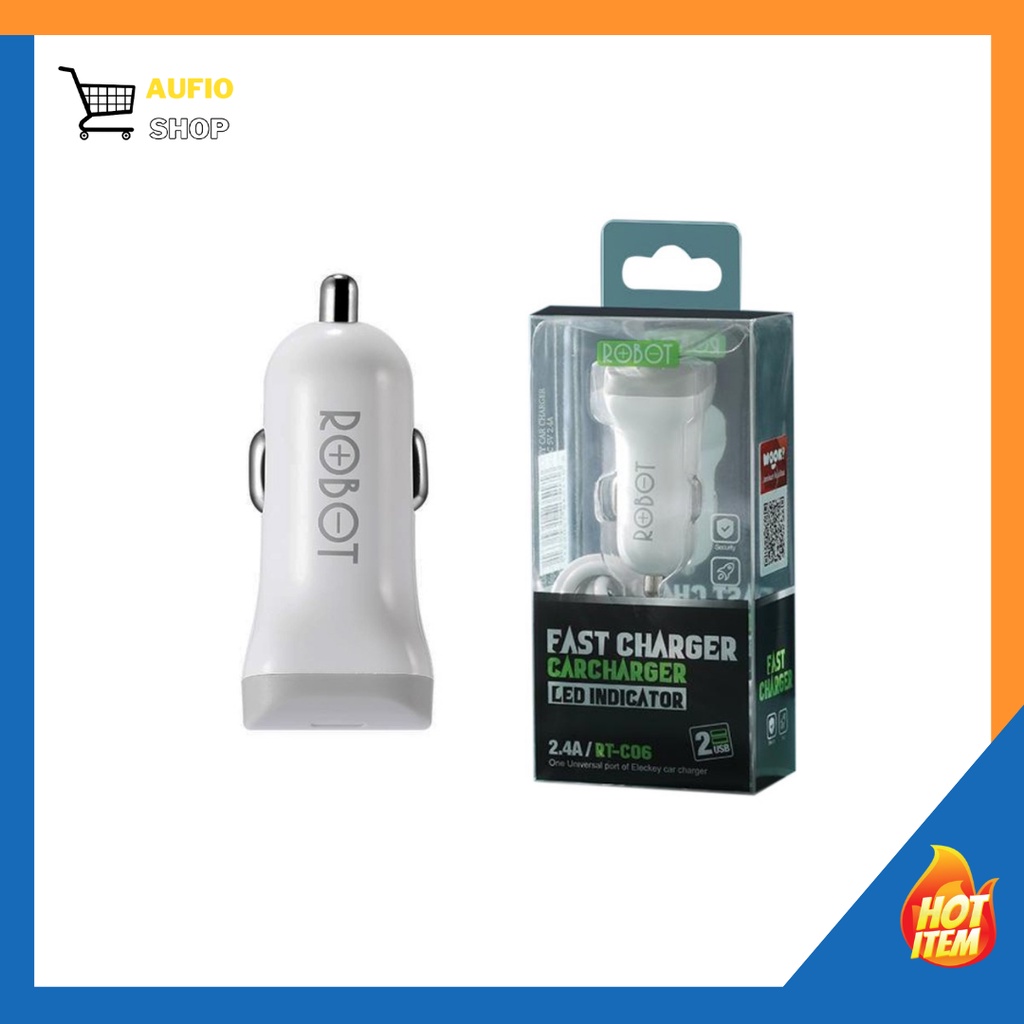 Saver Mobil Robot 2usb 2.4A RT-C06 Charger Mobil Robot 2usb Casan Mobil Robot 2.4A RTC06 Car Charger