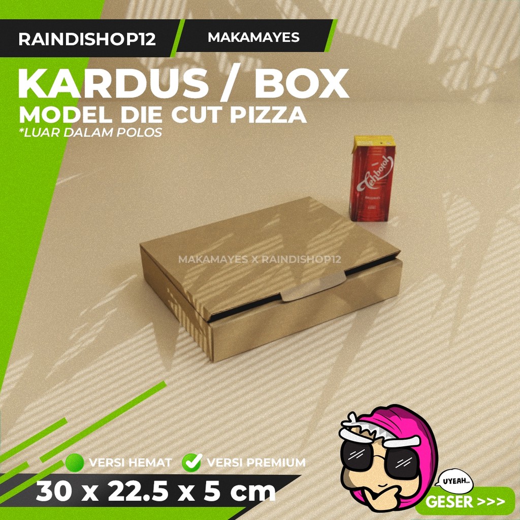 

(MIN 5 PCS) BOX 30 X 22.5 X 5 CM KARDUS DIE CUT PIZZA KEMASAN PACKAGING KADO