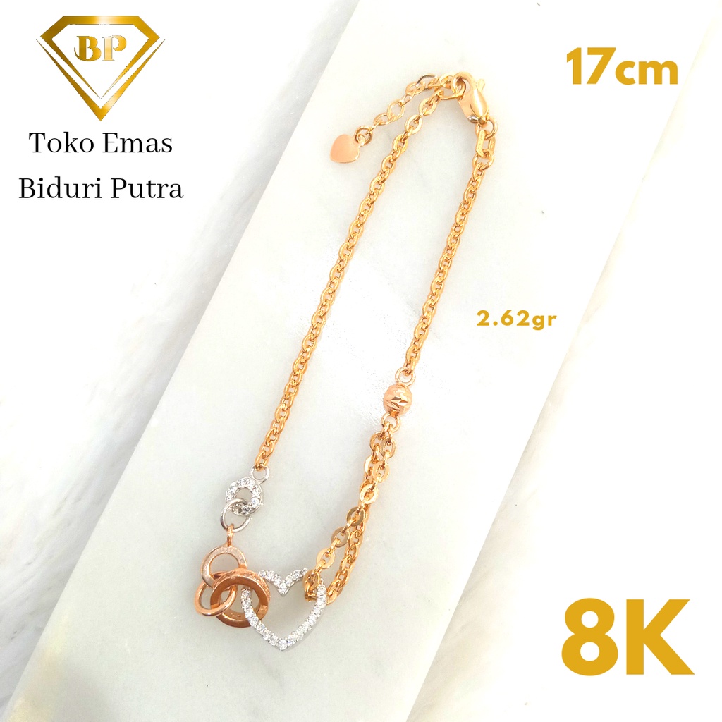 Gelang Fancy Perhiasan Emas Kuning Asli Model Terbaru Kadar 8K/375 toko emas biduri putra