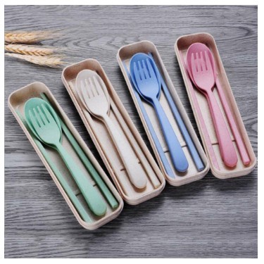 4 in 1 Alat Makan Set Sendok Garpu Sumpit Travel Cutlery Set Sendok Makan 1 Lusin Murah Set Sedok Ko