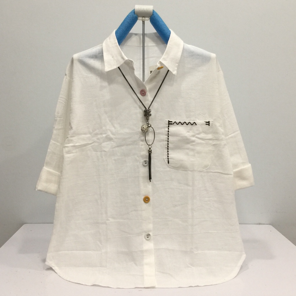 GOLDENBUZZERS B318 ATASAN KEMEJA WANITA KATUN LINEN IMPORT SIZE XL LD 106CM