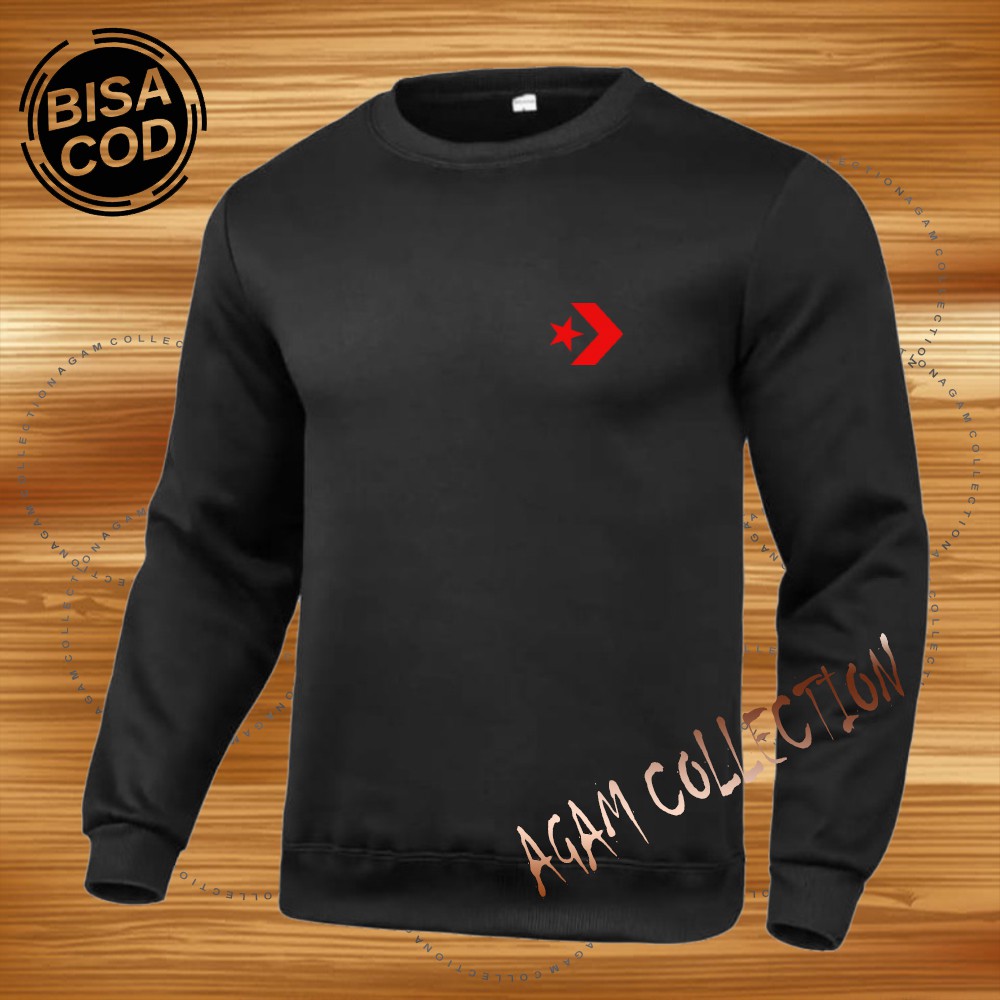 Agam collection Sweater Distro Converce Logo Premium Text Merah Pria Wanita