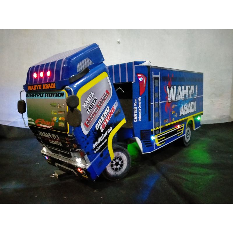 Miniatur Truk Oleng Kayu WAHYU ABADI jumbo kabin bisa jungkit