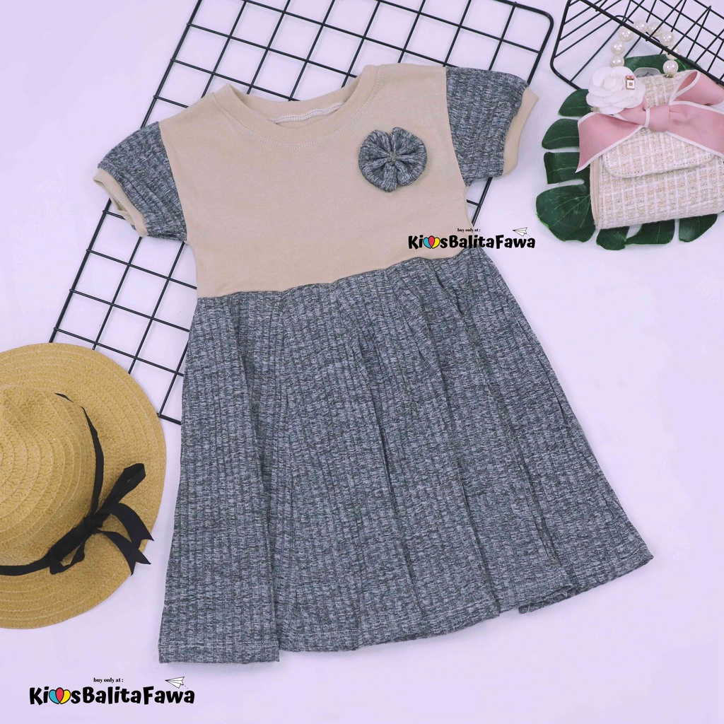 Dress Karin uk 2-3 Tahun / Balita Anak Perempuan Dres Lengan Motif Pesta Kaos Baju Gaun Pesta Murah