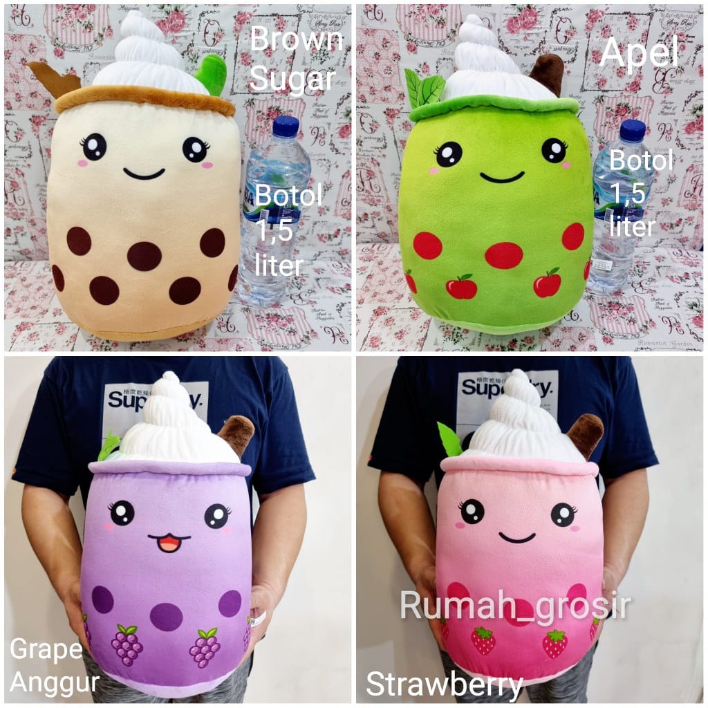 Boneka Boba Ice Cream Strawberry Brown Sugar Besar