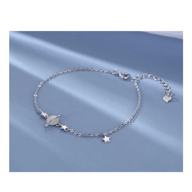 Moonstone Aurora Planet Gelang Wanita Musim Panas Ins Desain Bintang Sederhana Perhiasan Buatan Tangan Hadiah Gadis