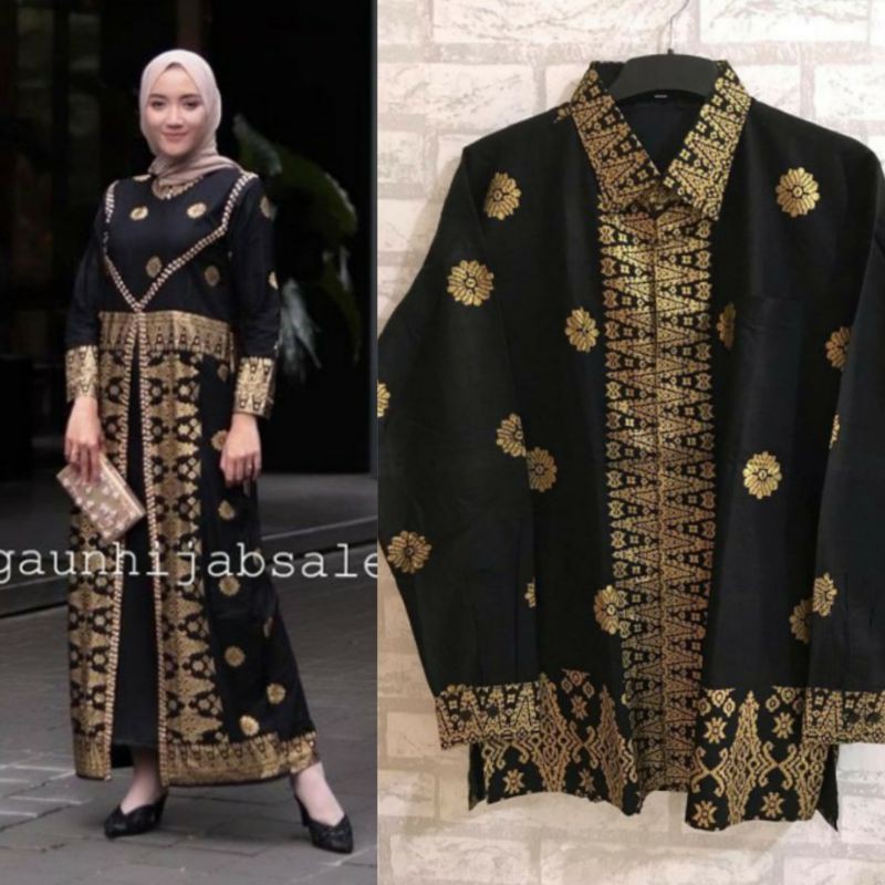 couple gamis batik songket hitam