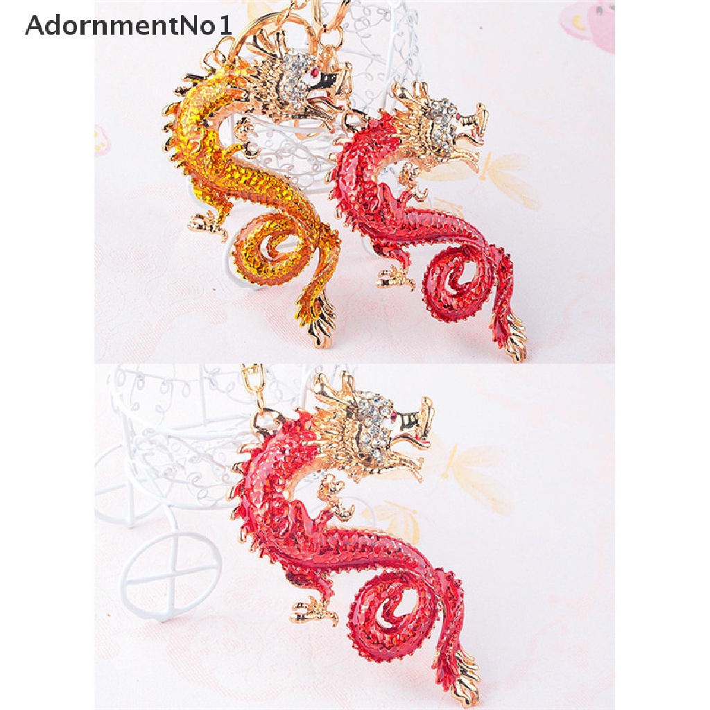 (AdornmentNo1) 1pc Gantungan Kunci Desain Naga Hias Mutiara + Kristal