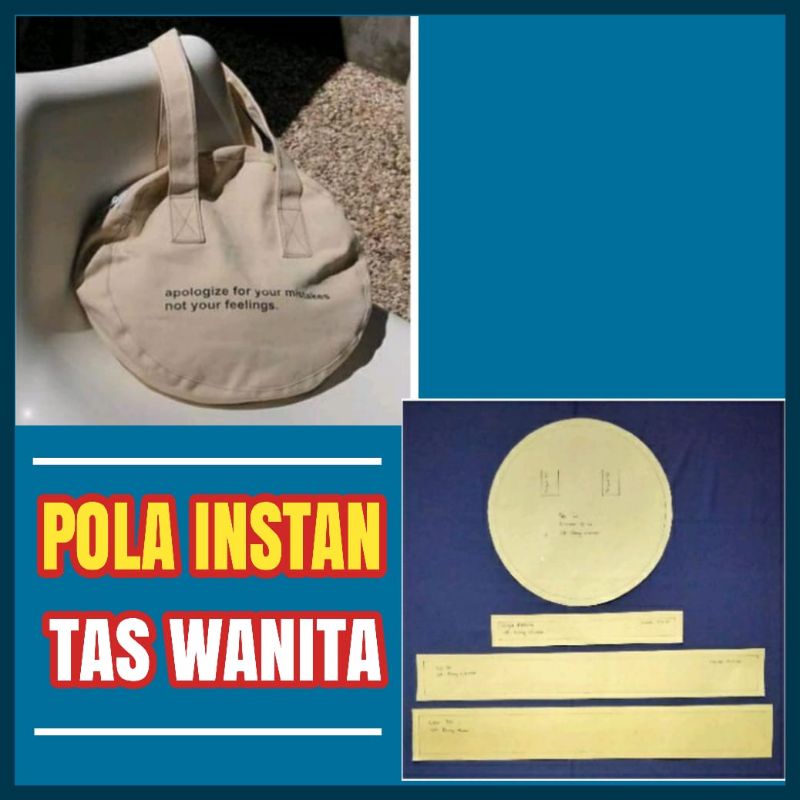 Pola instan Tas wanita Bulat - pola jiplak - pola tas Firdaus Busana