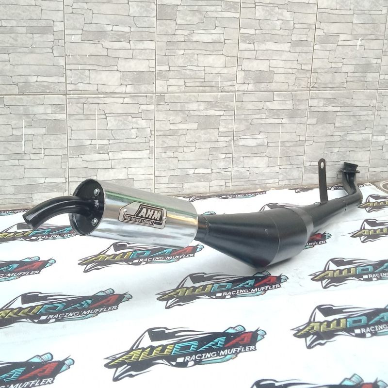 Knalpot ALFA Standar alfa AHM hitam Croom motor 2tak