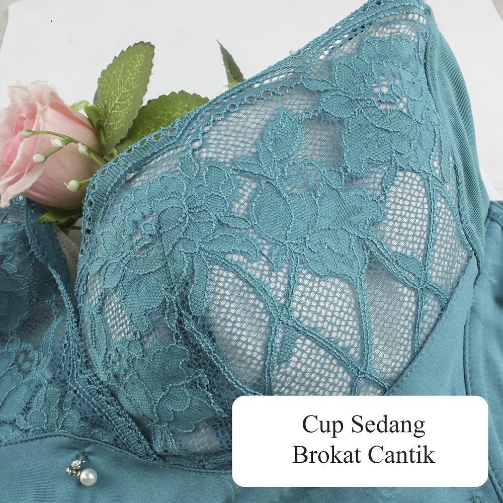 Bra BH Menyusui Sexy Tanpa Kawat Dengan Cup Renda Brokat Motif Bunga -1410