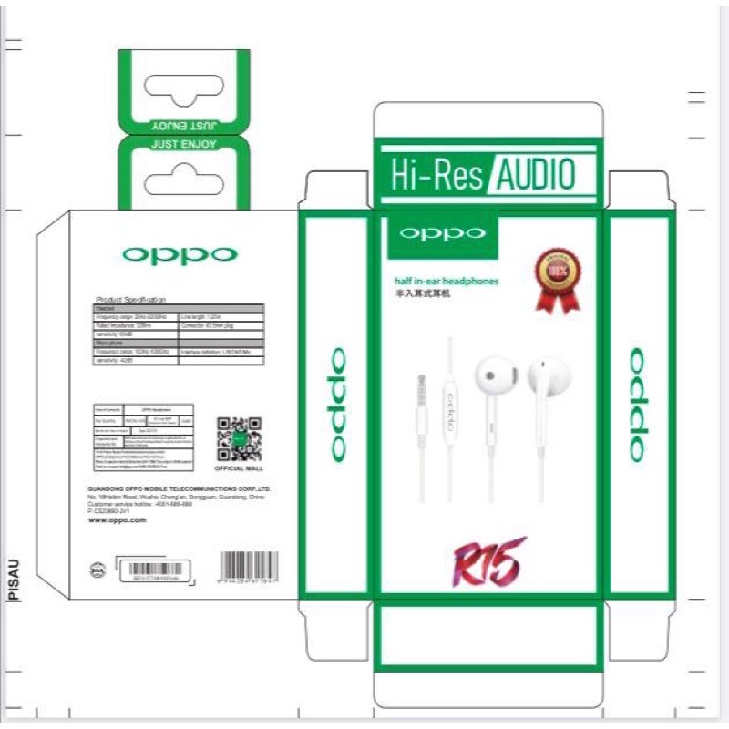 Ready Stok HF Oppo R11 / Handsfree /  Earphone / Headset Oppo R11