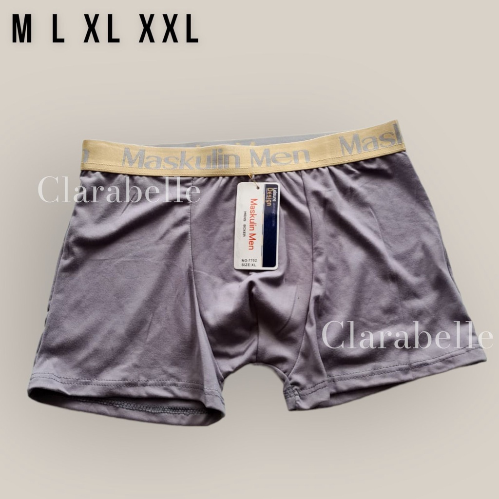 Boxer Pria Dewasa Polos Maskulin Men