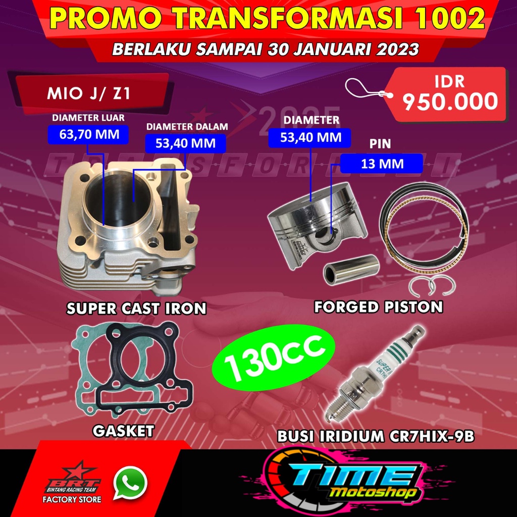 BLOK MIO J - FINO - XRIDE - JUPITER Z1 53.40 130cc  / 58.50 155cc CAST IRON & FORGED PISTON BRT