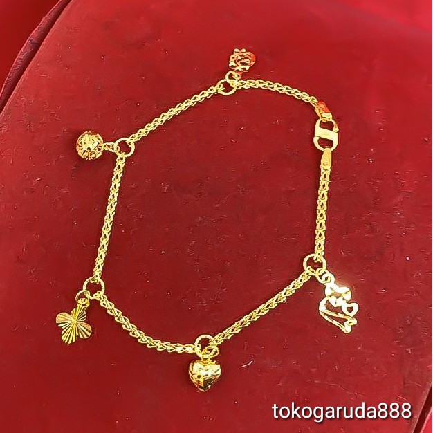 Rantai tangan gelang tali anak dan dewasa emas asli kadar 70% 700 variasi milano victory gantung victori gold baru