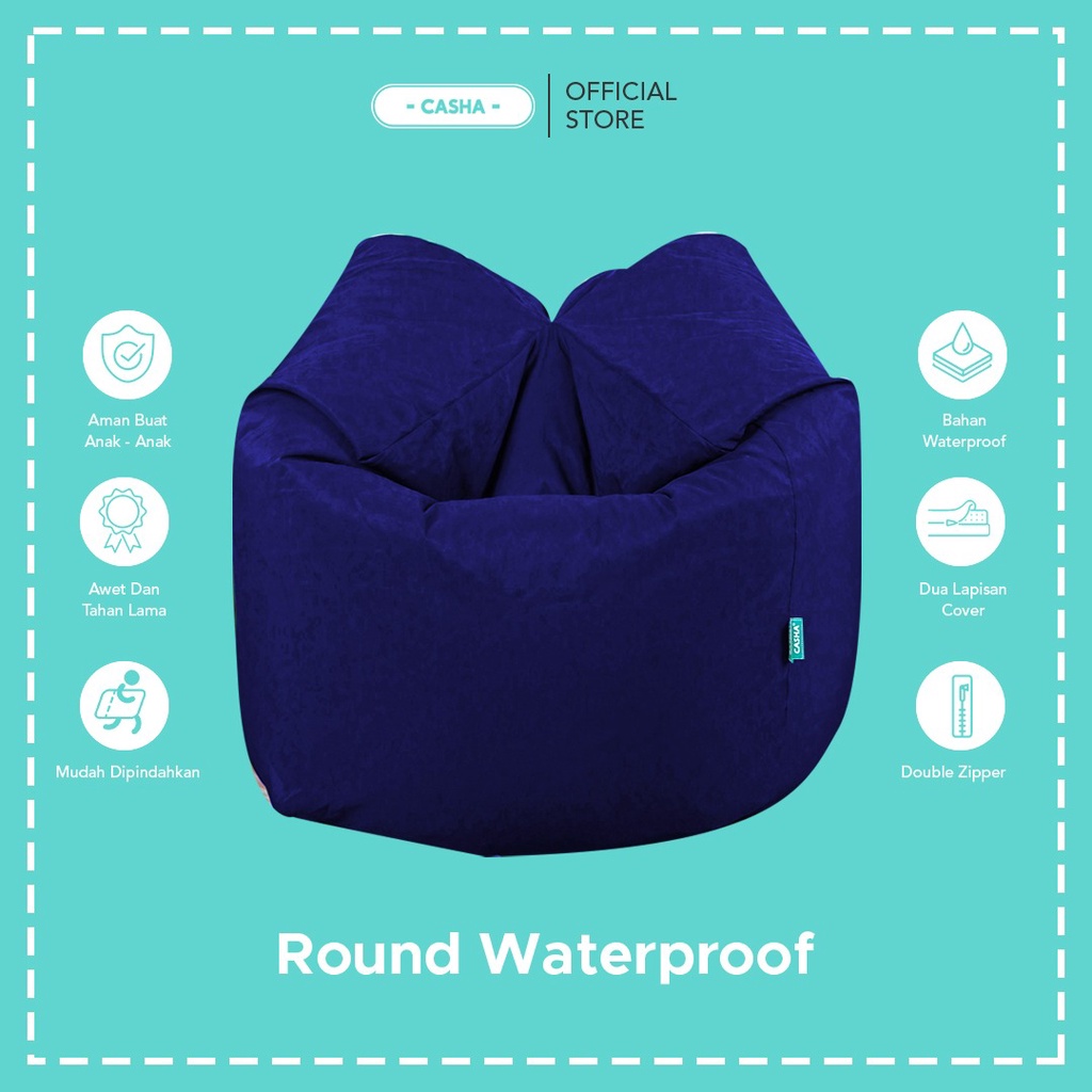 Jual CASHA Round Bean Bag LARGE Bahan WATERPROOF PLUS ISI Bean Bag