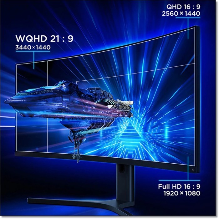 Xiomi Ultra Wide Curved Gaming Monitor 1440P 144Hz Free-Sync 34 Inch