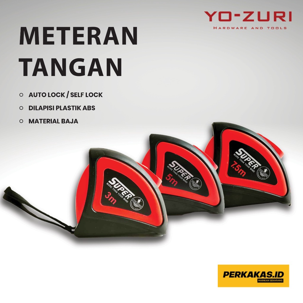 Meteran Tukang Alat Perkakas Tangan Auto Lock 3M 5M 7.5M 10M YOZURI