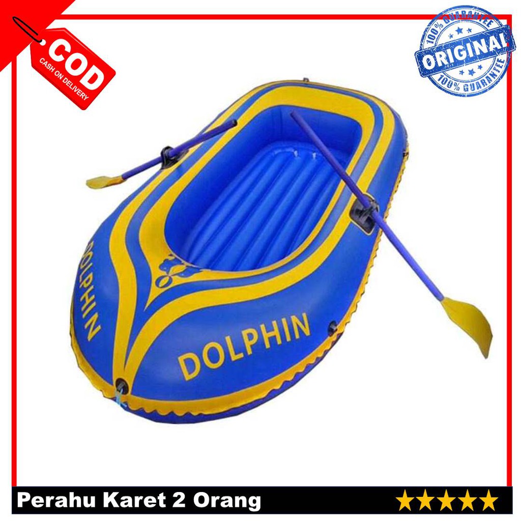 Perahu Karet 2 orang Inflatable Boat 2 Man Dolphin Perahu Karet Mancing Kayak Warna Biru Kuning