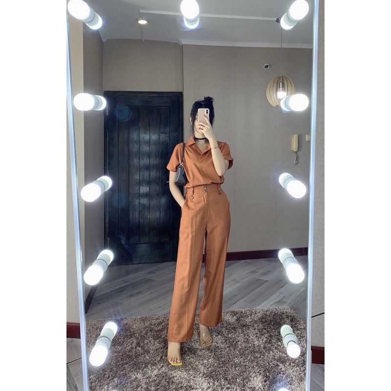 PRILY SET SETLN294 SETELAN CELANA KULOT DAN ATASAN-Terracotta