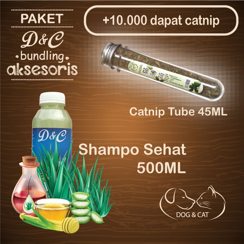 Paket Shampo Anjing Lidah Buaya Shampo Kucing Plus Catnip Tube 45ML