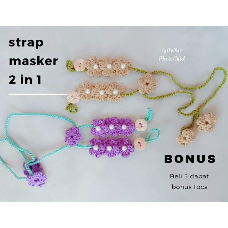 Tali masker 2in1/strap masker hijab/strap masker rajut/konektor