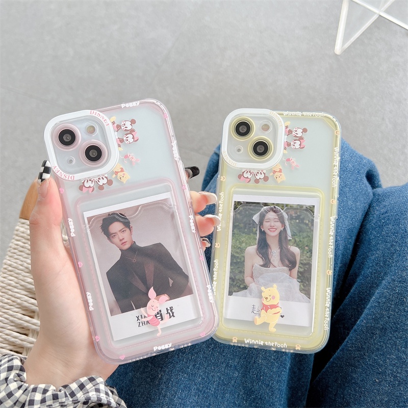 Soft Case Pelindung Lensa Transparan Desain Winnie the Pooh Dan Flying sky PigCard Untuk Iphone 12 13 Pro MAX 11 X XR XS MAX 7 8 Plus