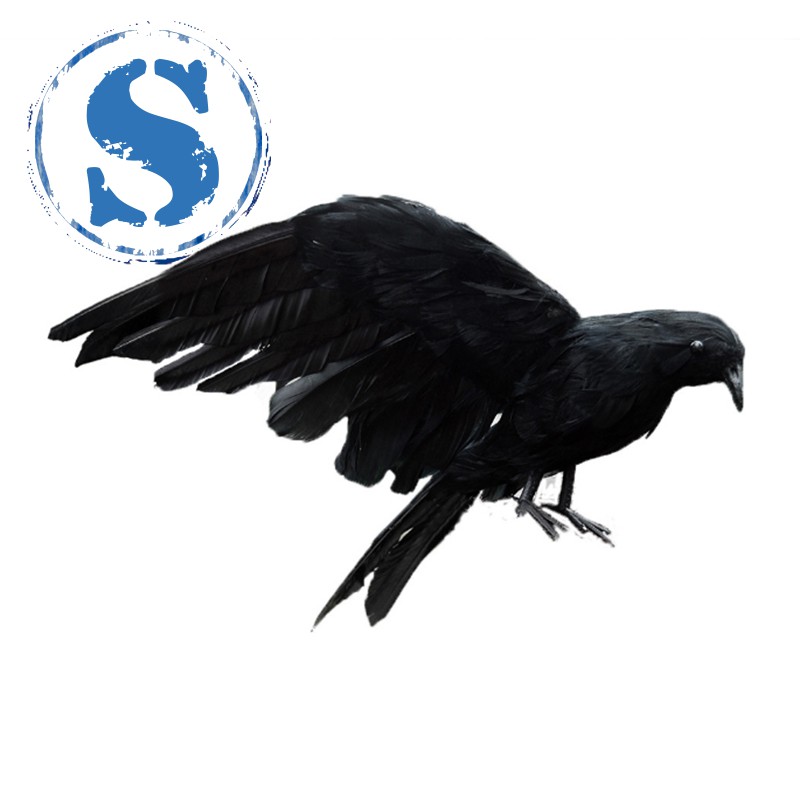 Bulu Burung Gagak Ukuran Besar 25x40cm Warna Hitam Untuk Halloween