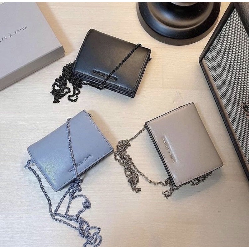 CK SNAP BUTTON CHAIN WALLET | DOMPET | WANITA | DOMPET MINI | DOMPET LIPAT | DOMPET KOIN |