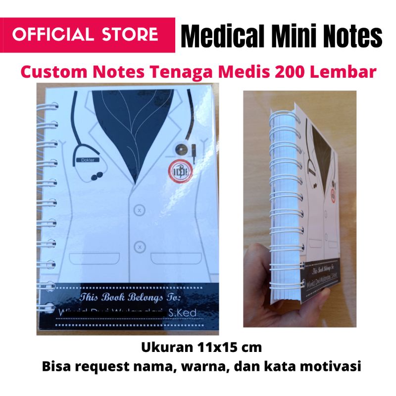 (TIDAK BISA COD) Medical Mini Notes Custom Notes Cover Tenaga Medis A6 200 lembar | MMN Custom Notes